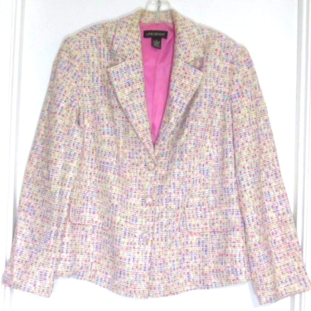 Lane Bryant Jacket Multicolor Woven Textured Classic Career Blazer Plus Size 16